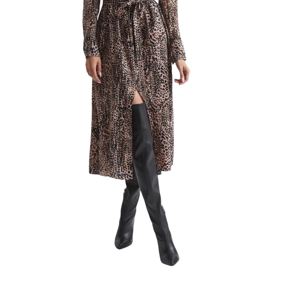 REISS Caia Over The Knee Leather Boots Black Pointed Toe Heel Women’s 8 Mob Wife